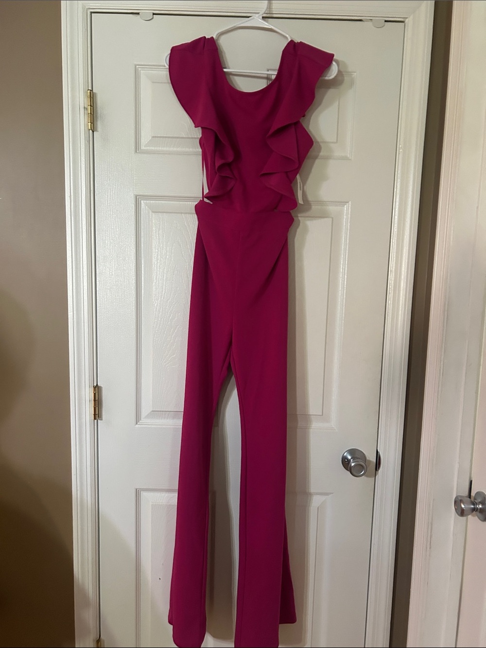 Flying tomato Women’s size small Fuchsia Ruffled Jumpsuit
